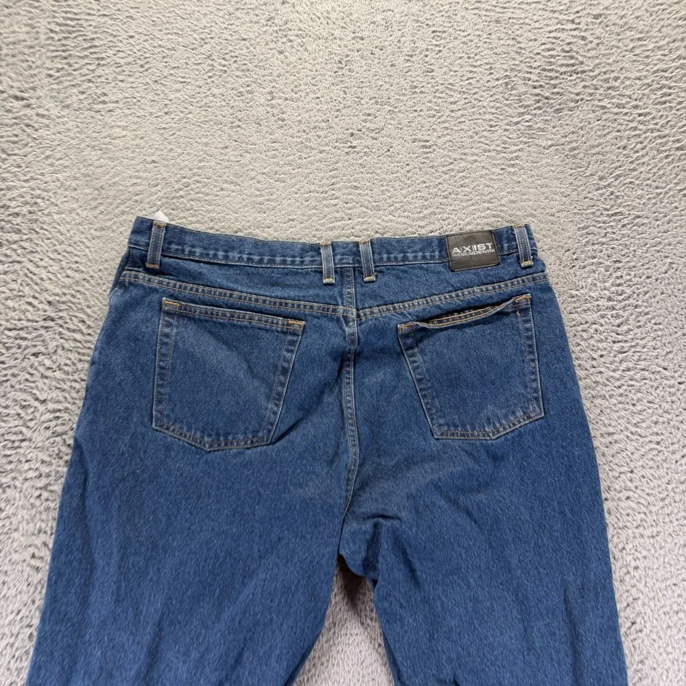 Vintage Axist Jeans Mens 40x29 Blue Cotton Denim Straight Leg Baggy Workwear